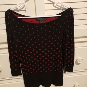 White House Black Market Black Top with Red Polka